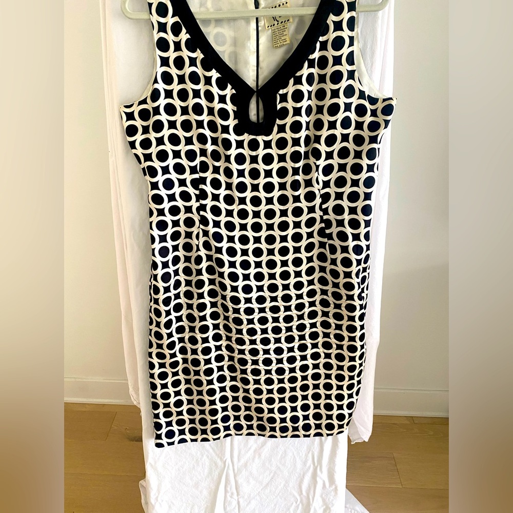 ICE silk mini back and white dress.  Size 14 sleeveless